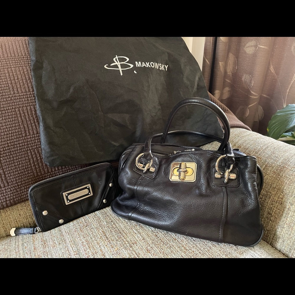 B. Makowsky satchel handbag and wallet